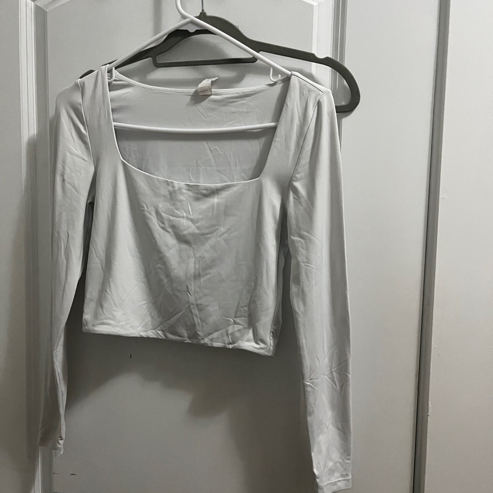 90 Degree By Reflex Square Neck White Crop Top
